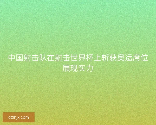 中国射击队在射击世界杯上斩获奥运席位展现实力