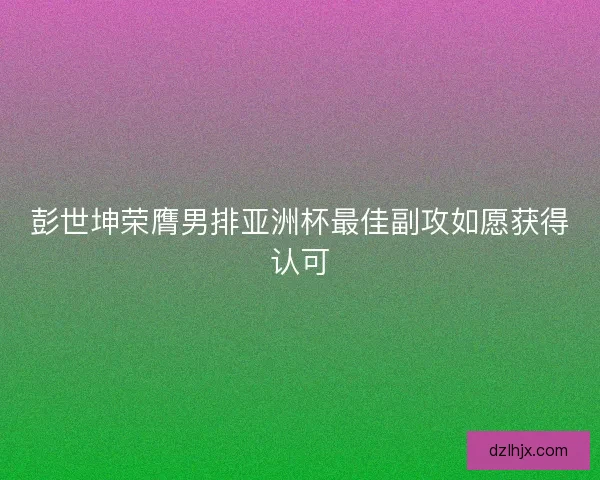 彭世坤荣膺男排亚洲杯最佳副攻如愿获得认可