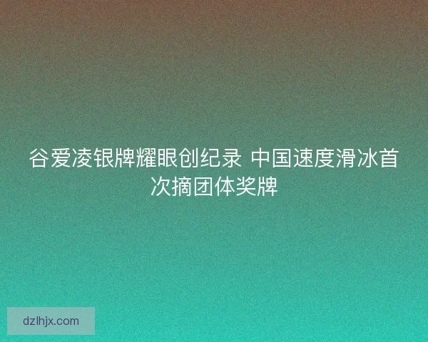 谷爱凌银牌耀眼创纪录 中国速度滑冰首次摘团体奖牌